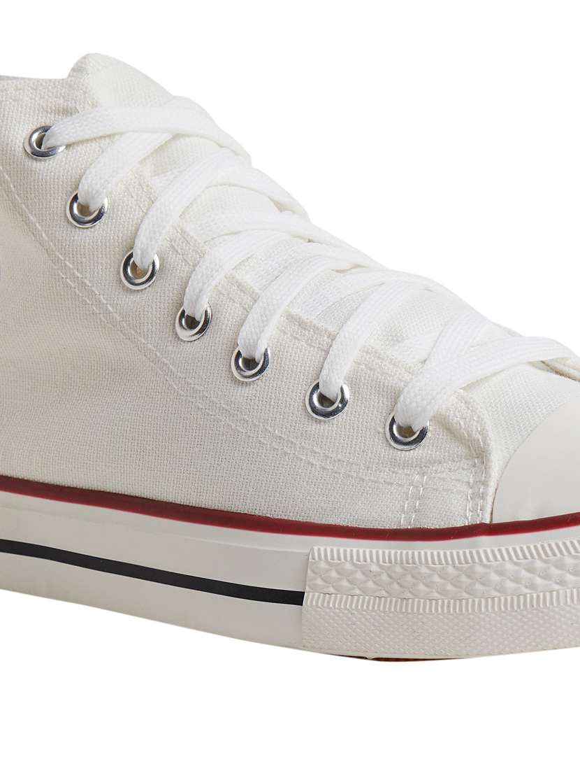men solid white high ankle lace up sneaker - 20425223 -  Standard Image - 2
