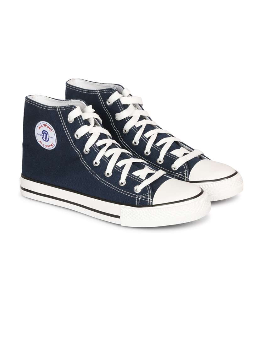men solid navy blue high ankle lace up sneaker - 20425225 -  Standard Image - 2