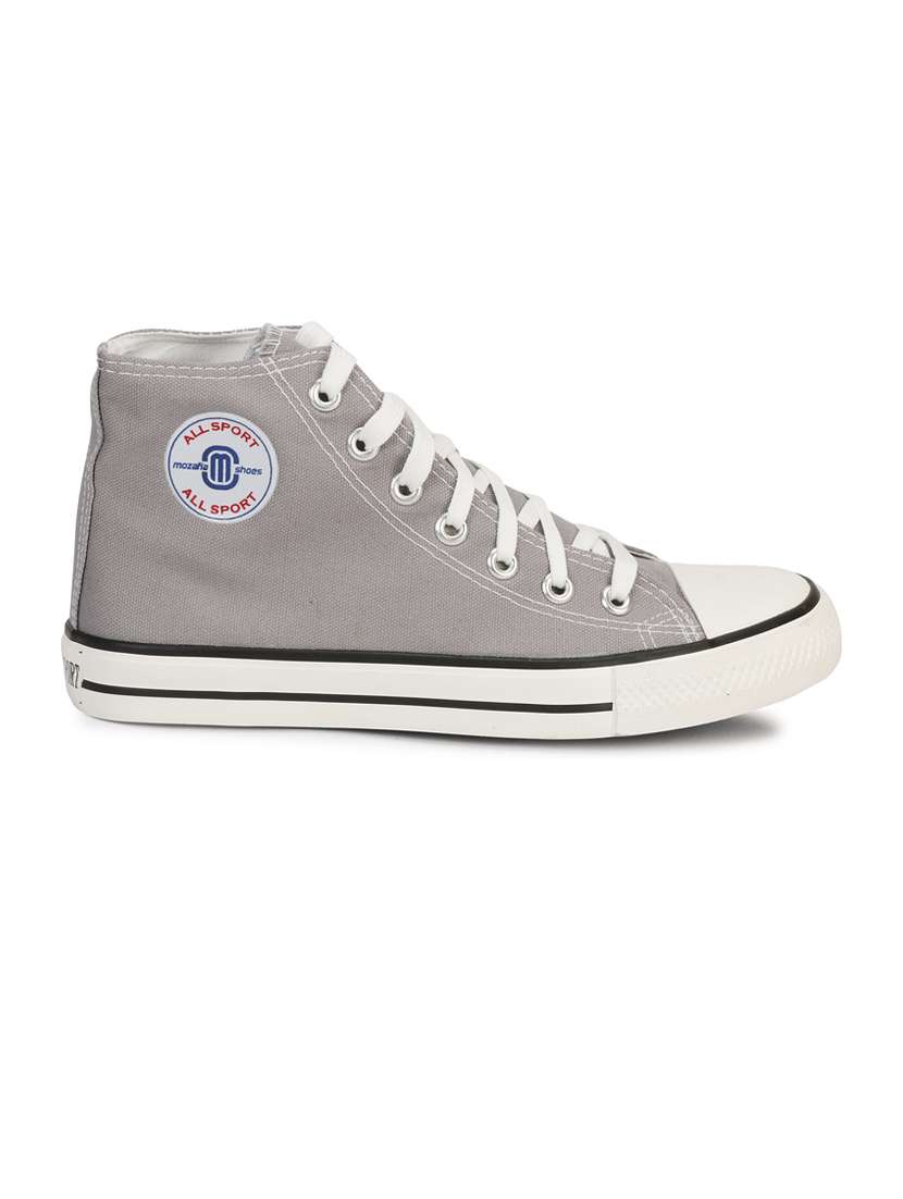 men solid grey high ankle lace up sneaker - 20425226 -  Standard Image - 2