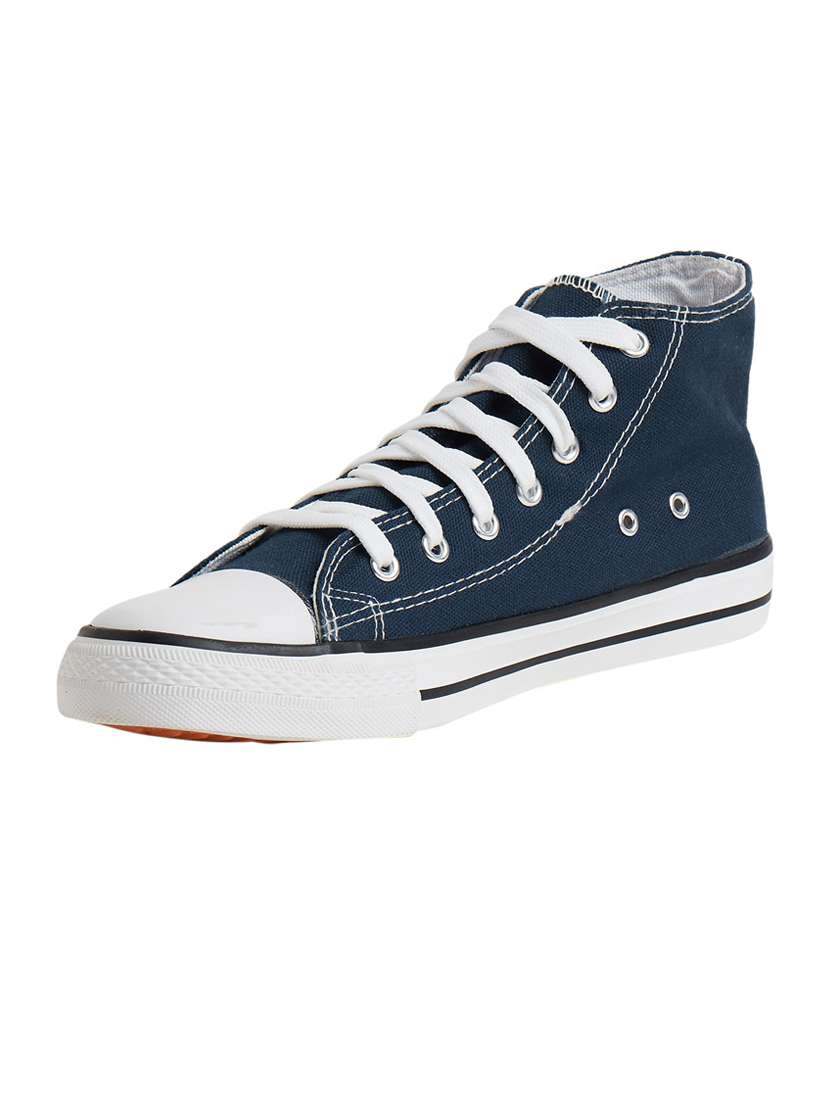 men solid navy blue high ankle lace up sneaker - 20425230 -  Standard Image - 2