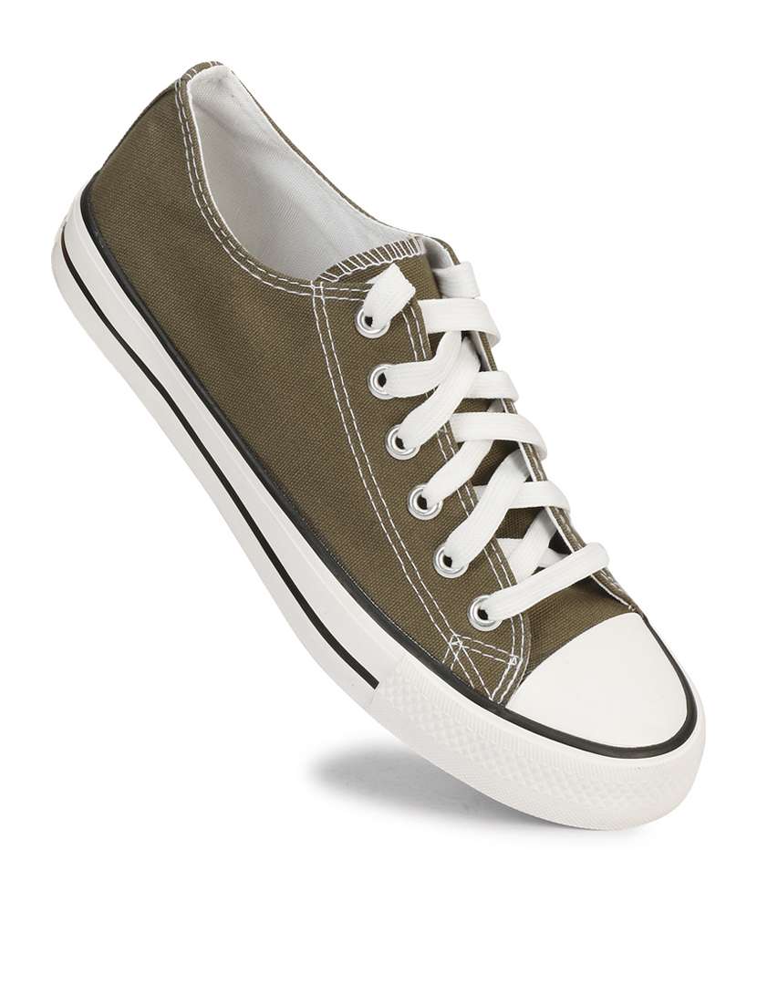 men solid olive lace up sneaker - 20425238 -  Standard Image - 2