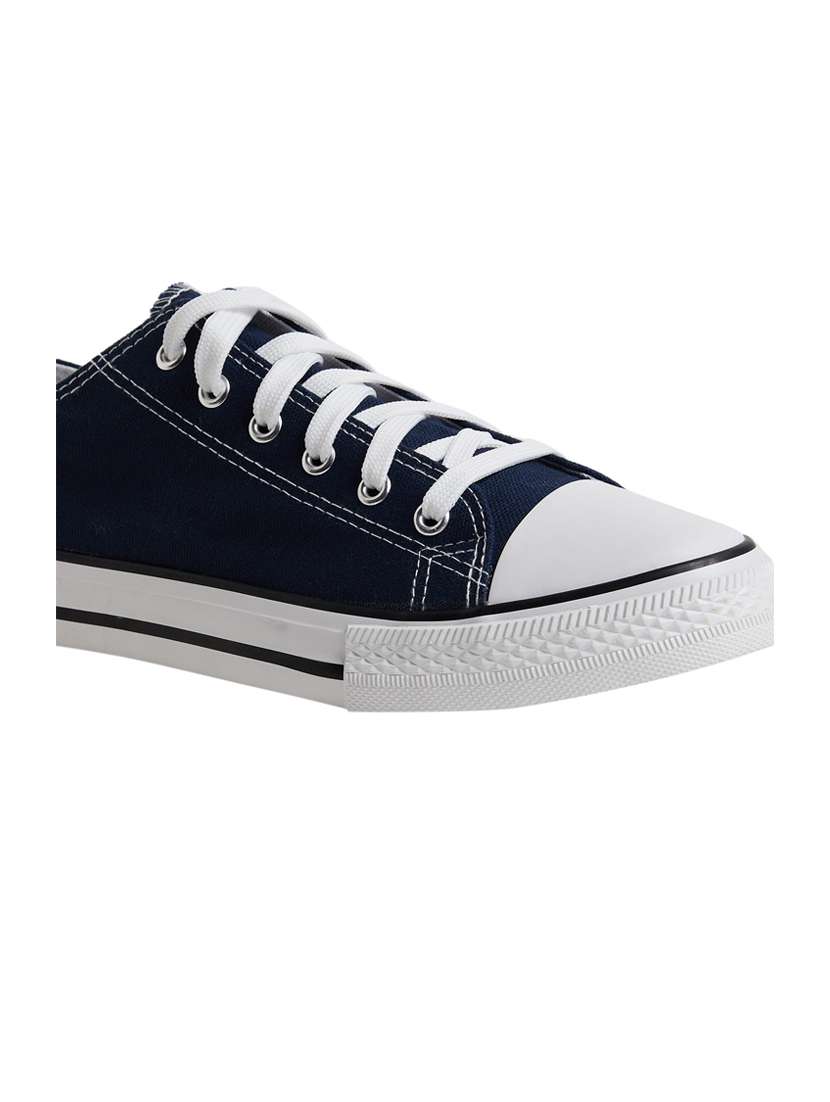 men solid navy blue lace up sneaker - 20425239 -  Standard Image - 2