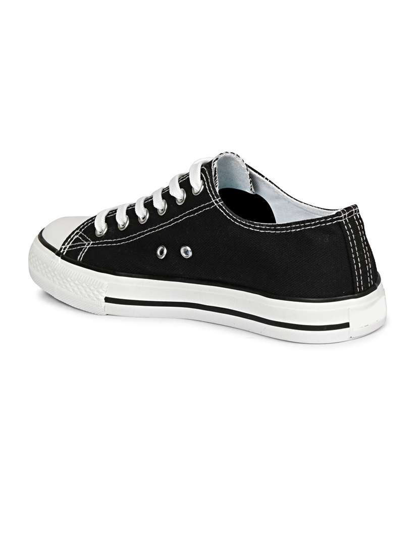 men solid black lace up sneaker - 20425244 -  Standard Image - 2