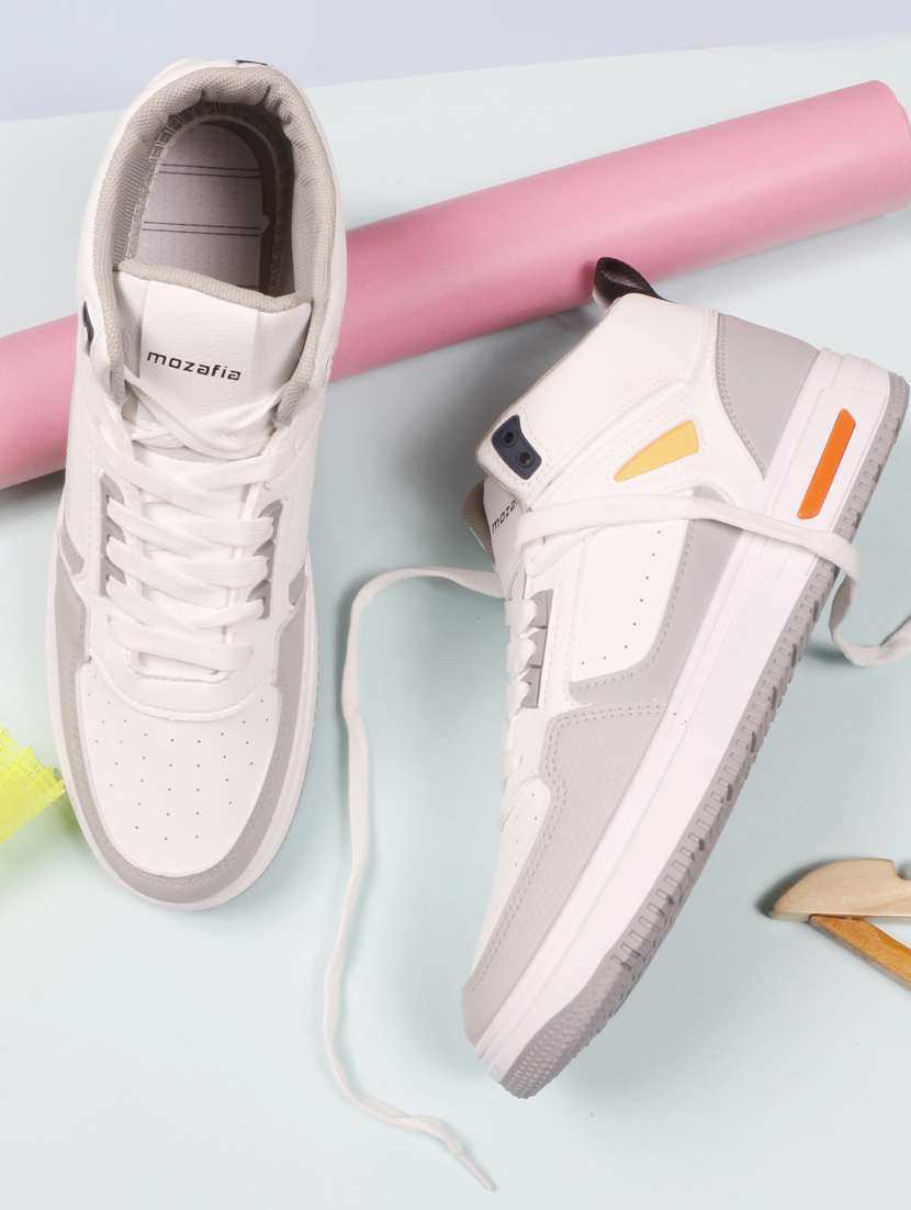 men color block white high ankle lace up sneaker - 20425249 -  Zoom Image - 0