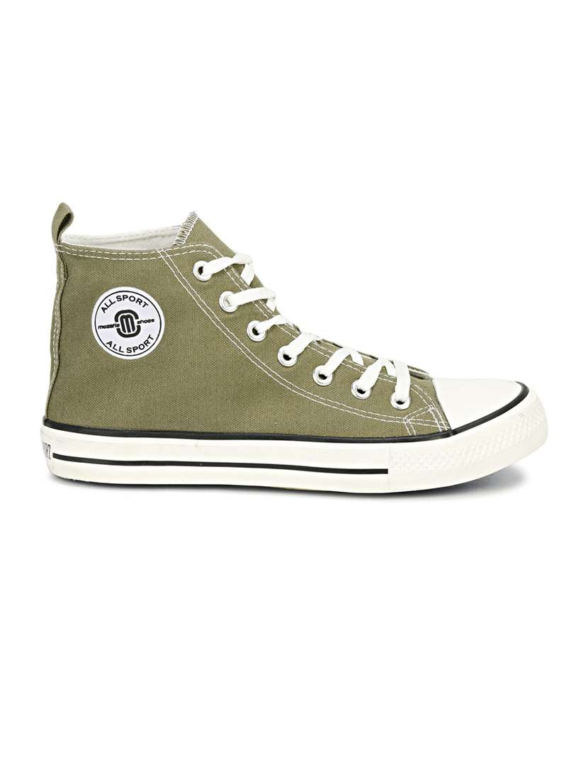 men solid olive high ankle lace up sneaker - 20425251 -  Standard Image - 2