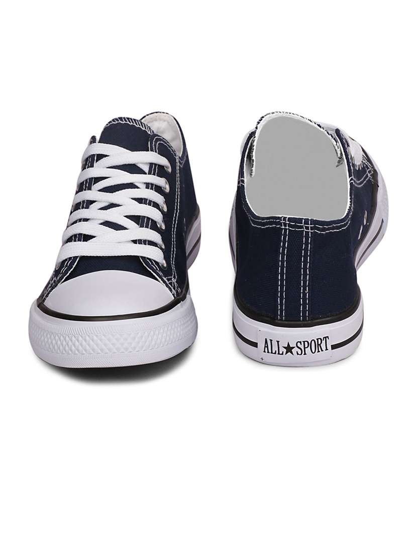 men solid navy blue lace up sneaker - 20425256 -  Standard Image - 2