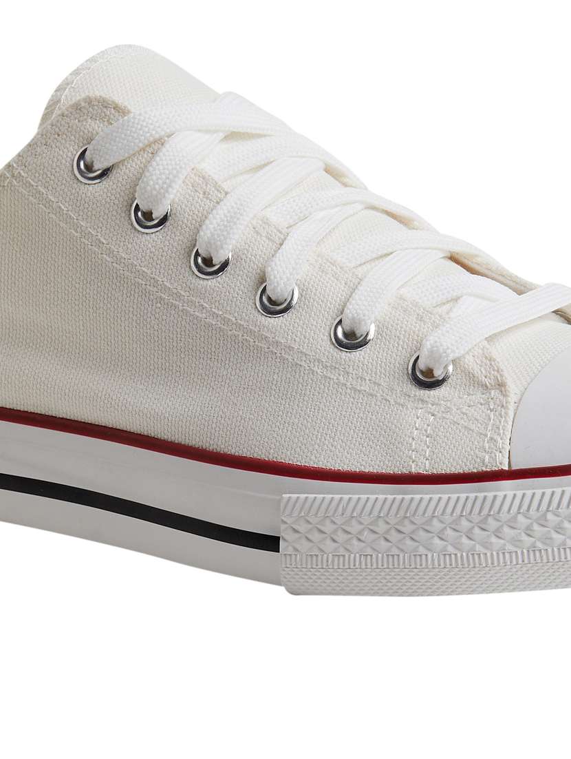 men solid white lace up sneaker - 20425258 -  Standard Image - 2