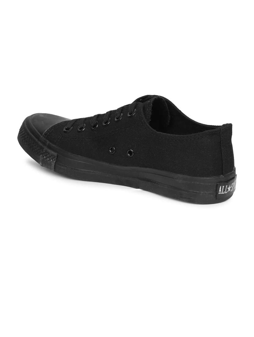 men solid black lace up sneaker - 20425260 -  Standard Image - 2