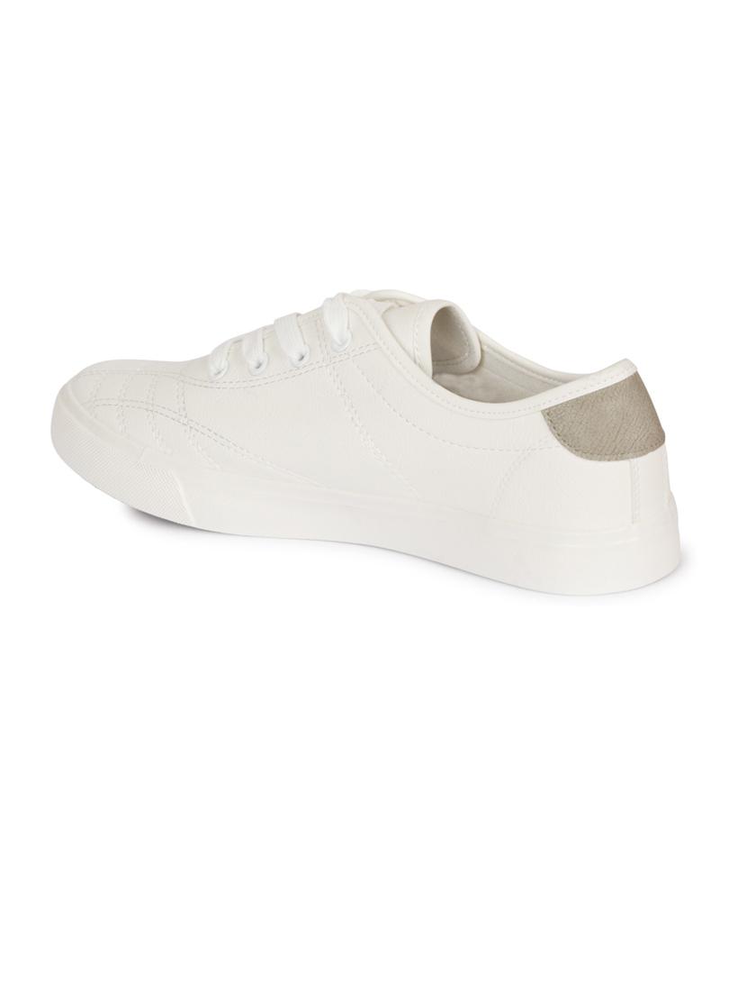 men solid white lace up sneaker - 20425297 - Standard Image - 2