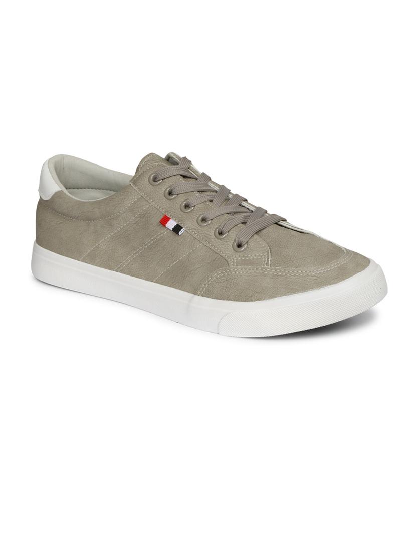 men solid beige lace up sneaker - 20425303 - Standard Image - 2
