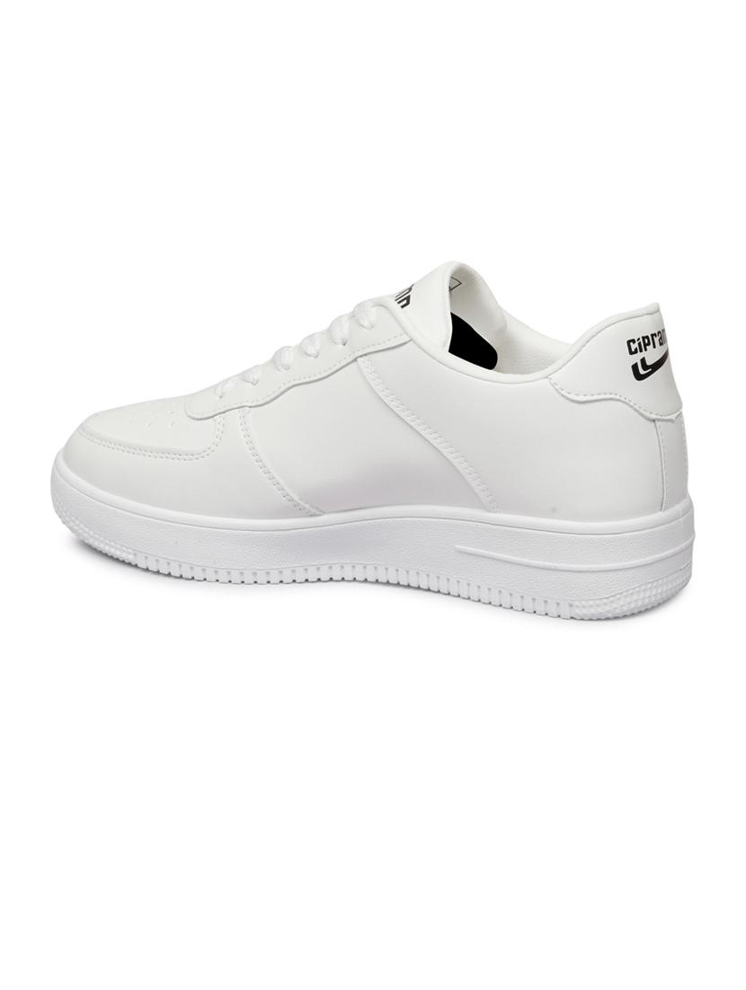 men solid white lace up sneaker - 20425339 - Standard Image - 2