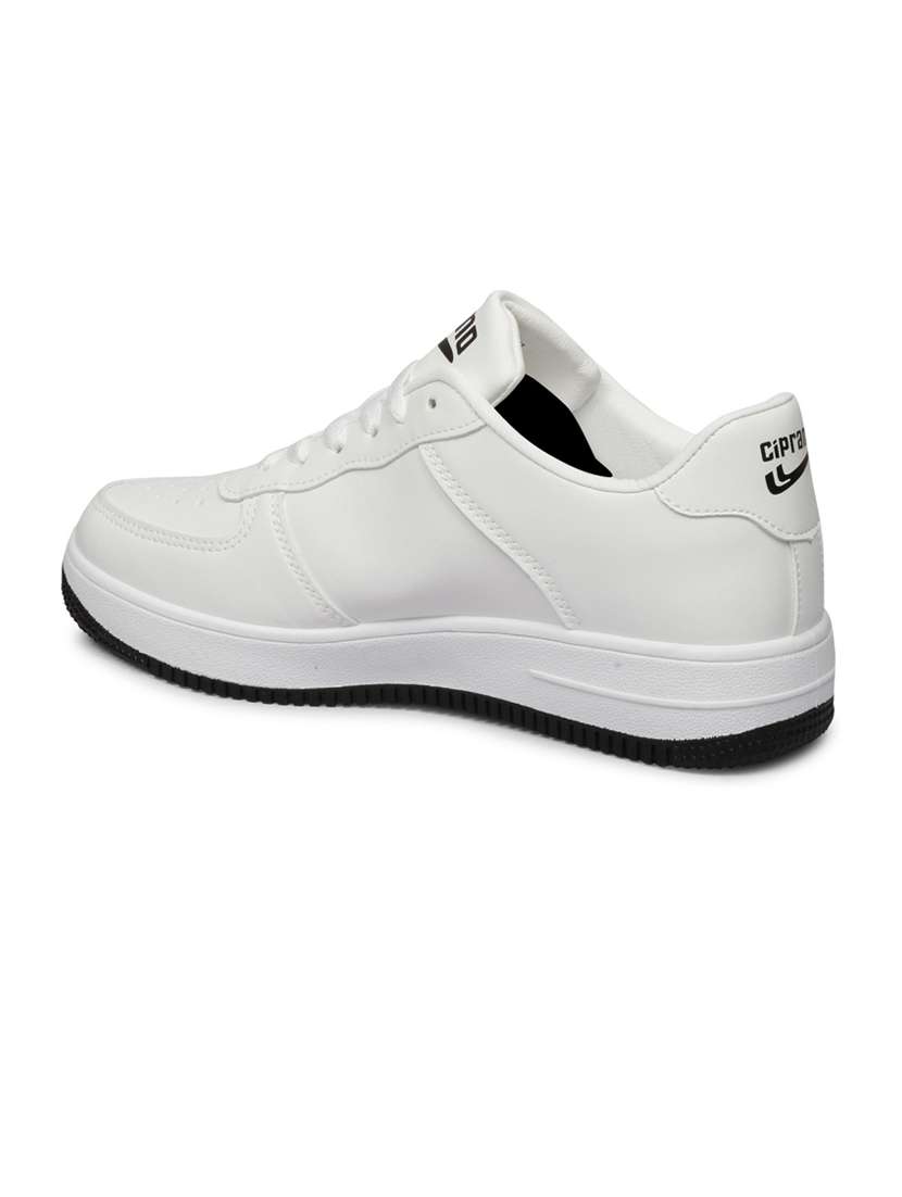men solid white lace up sneaker - 20425340 - Standard Image - 2