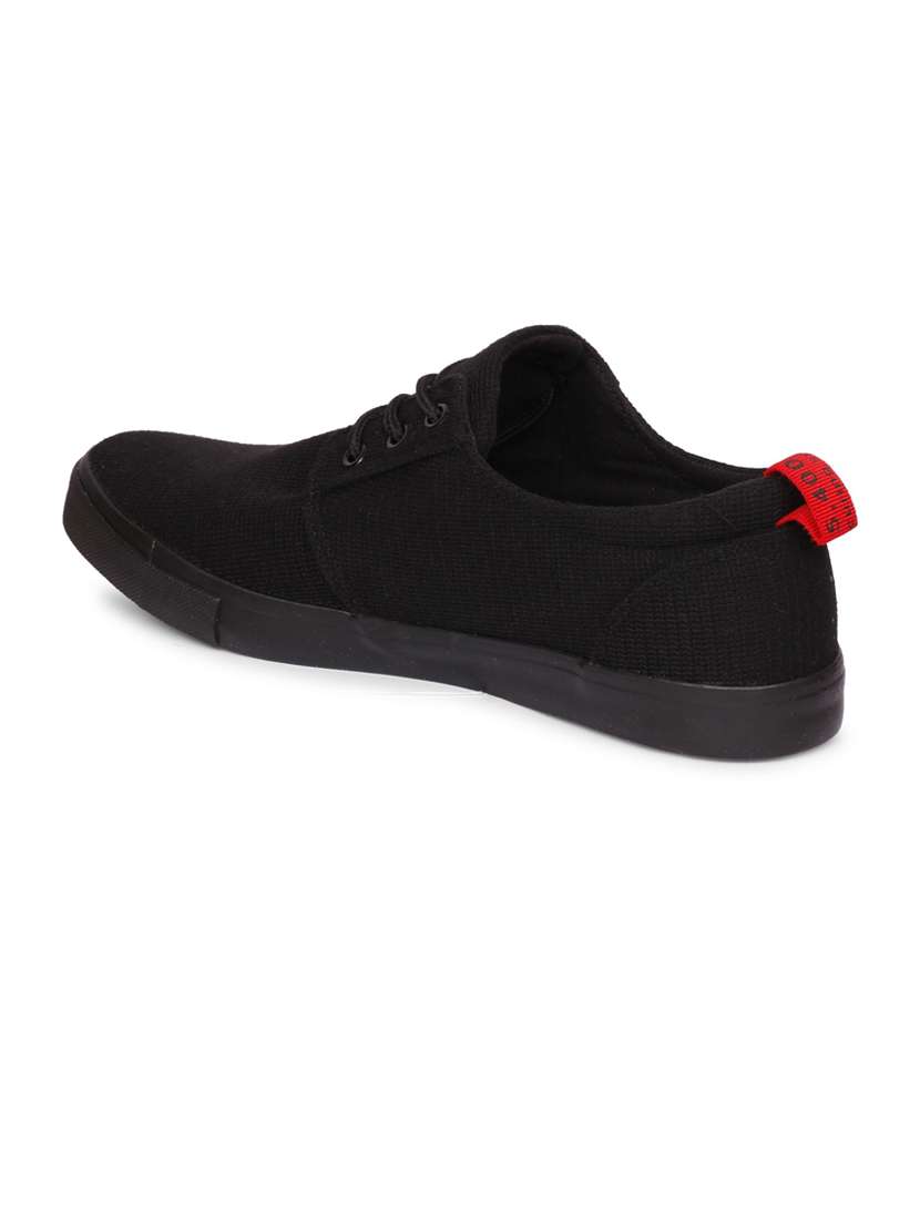 men solid black lace up sneaker - 20425376 - Standard Image - 2