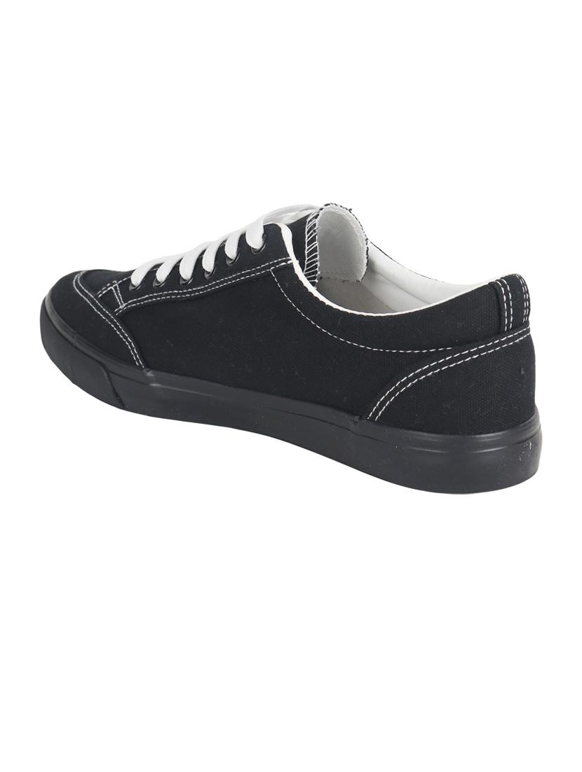 men solid black lace up sneaker - 20425398 - Standard Image - 2