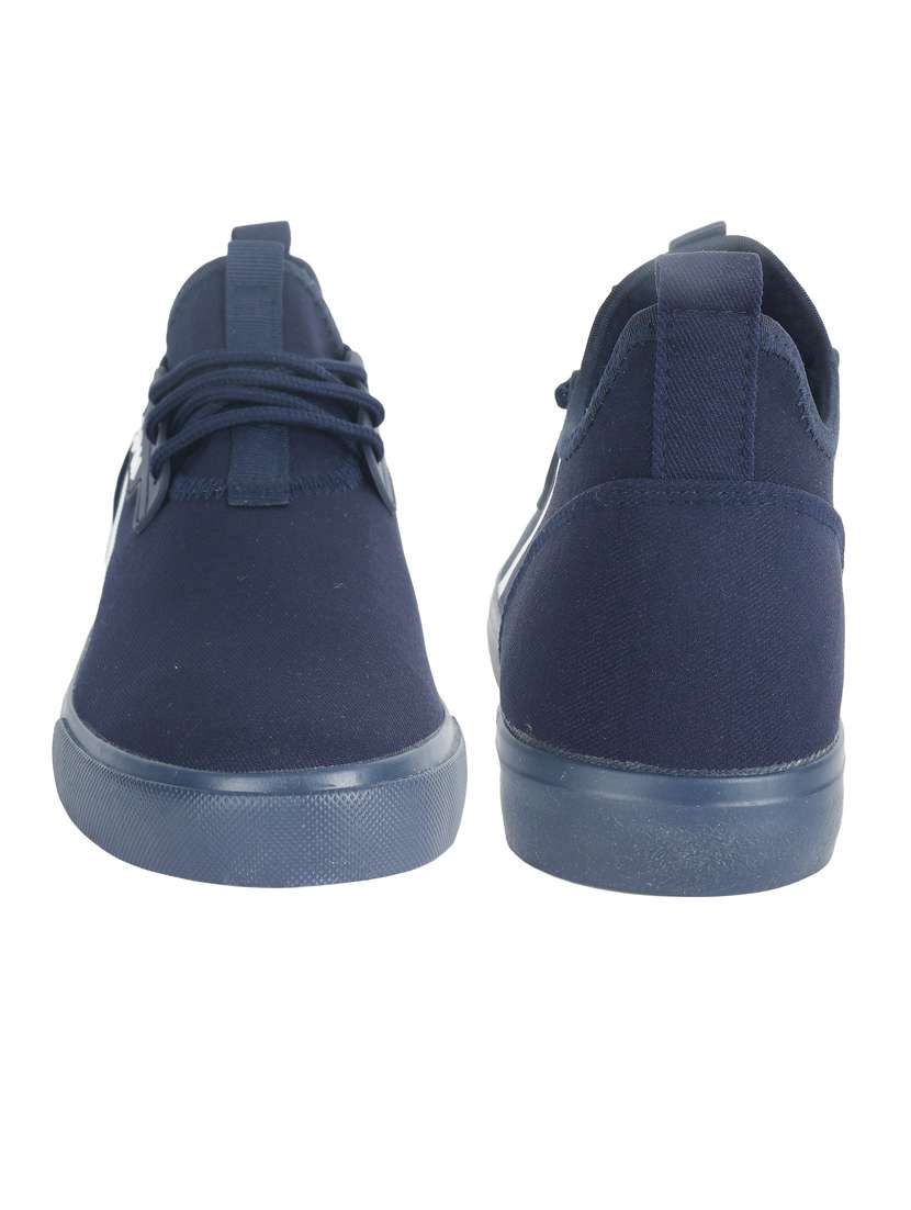men solid navy blue lace up sneaker - 20425421 - Standard Image - 2