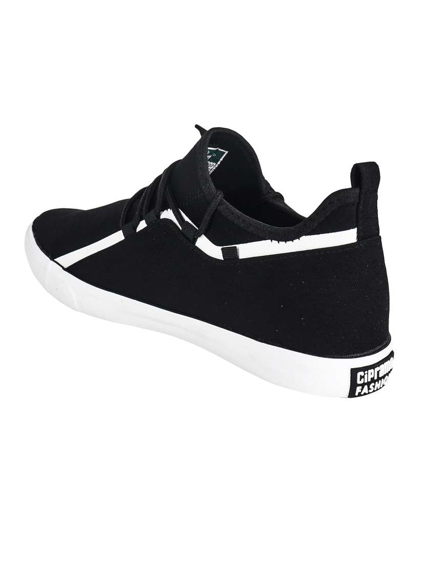men solid black lace up sneaker - 20425425 - Standard Image - 2