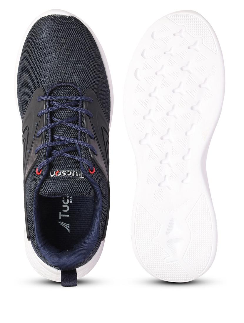 men solid navy blue lace up sneaker - 20425431 - Standard Image - 2