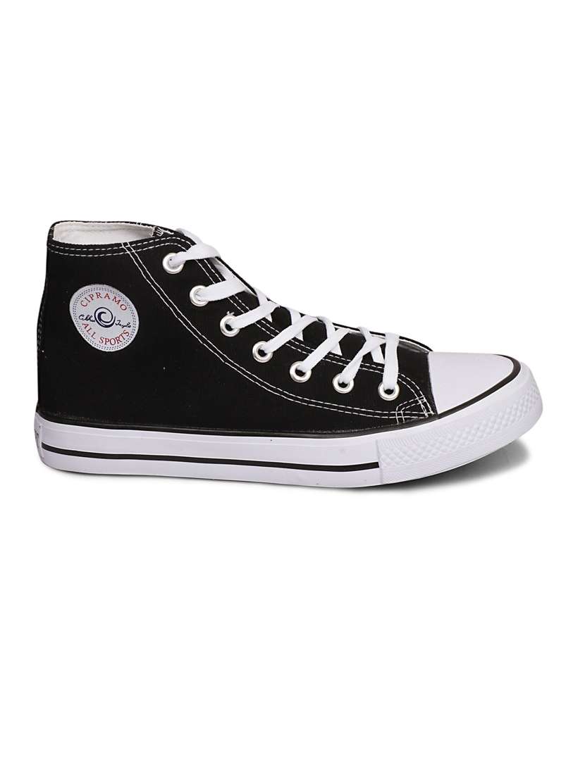 men solid black lace-up sneaker - 20425468 -  Standard Image - 2