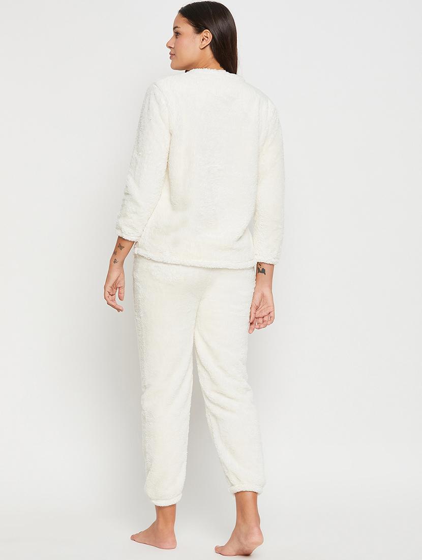 white self design pyjama nightwear set - 20425548 - Standard Image - 2