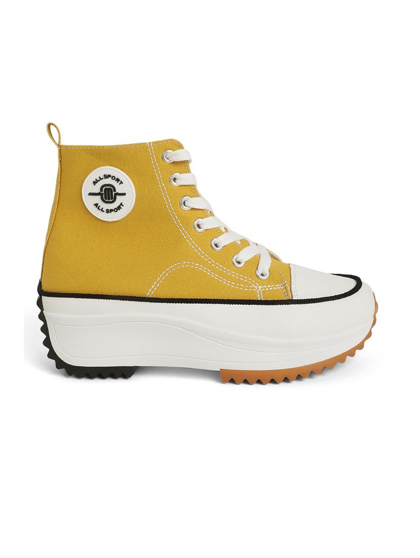 yellow canvas laceup sneakers - 20425602 - Standard Image - 2