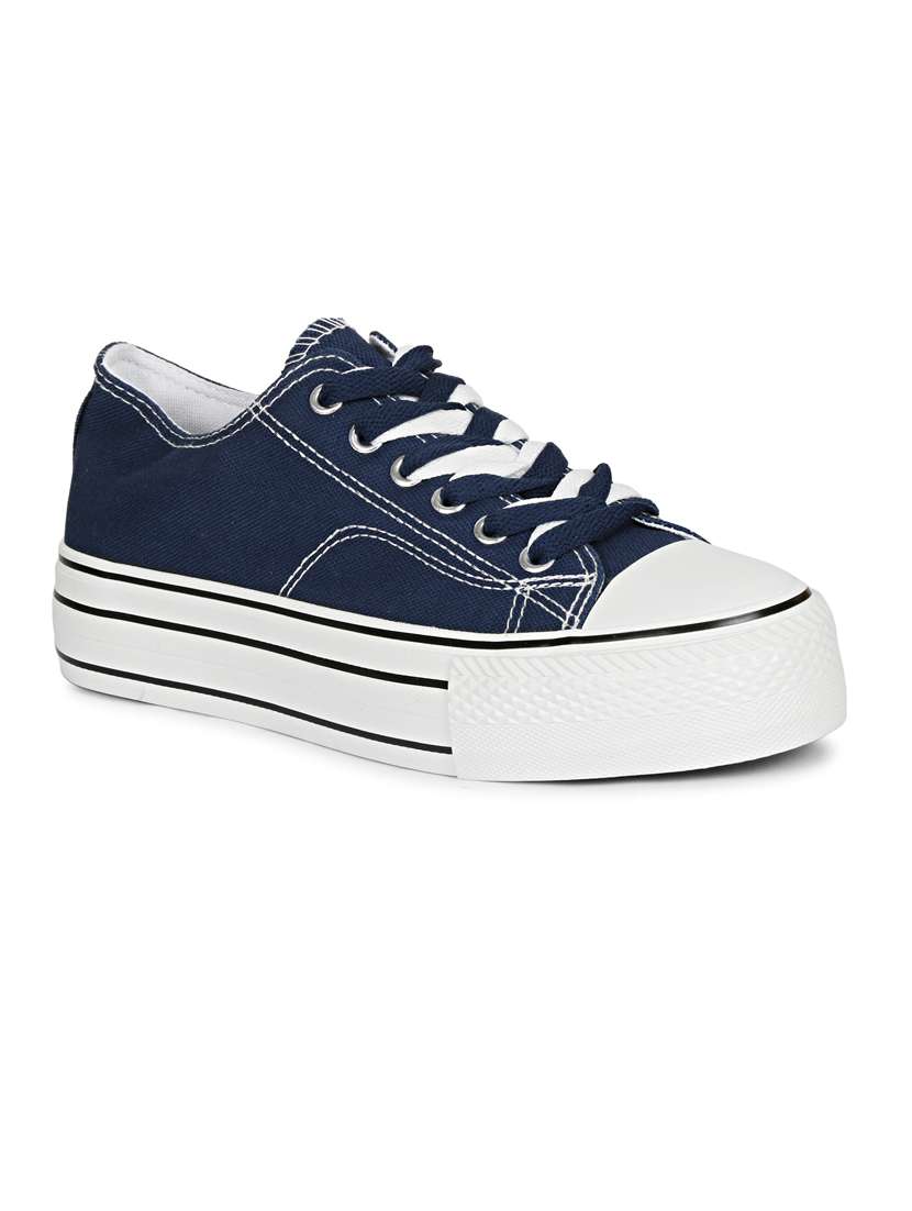 navy canvas laceup sneakers - 20425608 - Standard Image - 2