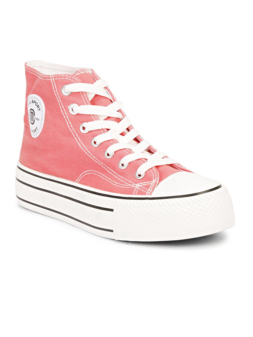 pink canvas laceup sneakers - 20425611 - Standard Image - 2
