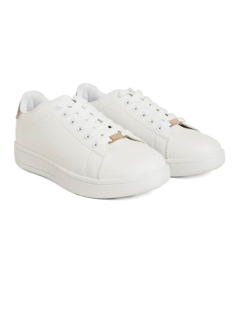 women solid white lace-up sneaker - 20425617 -  Standard Image - 2