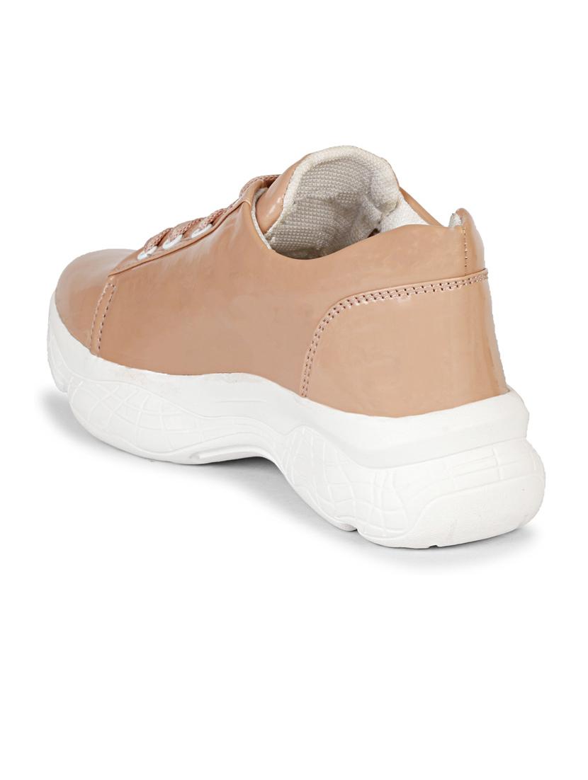 women solid beige embellished lace-up sneaker - 20425626 - Standard Image - 2