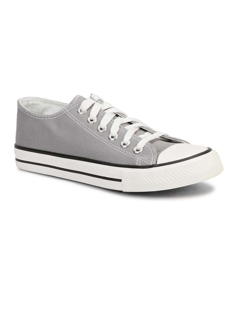 grey canvas laceup sneakers
