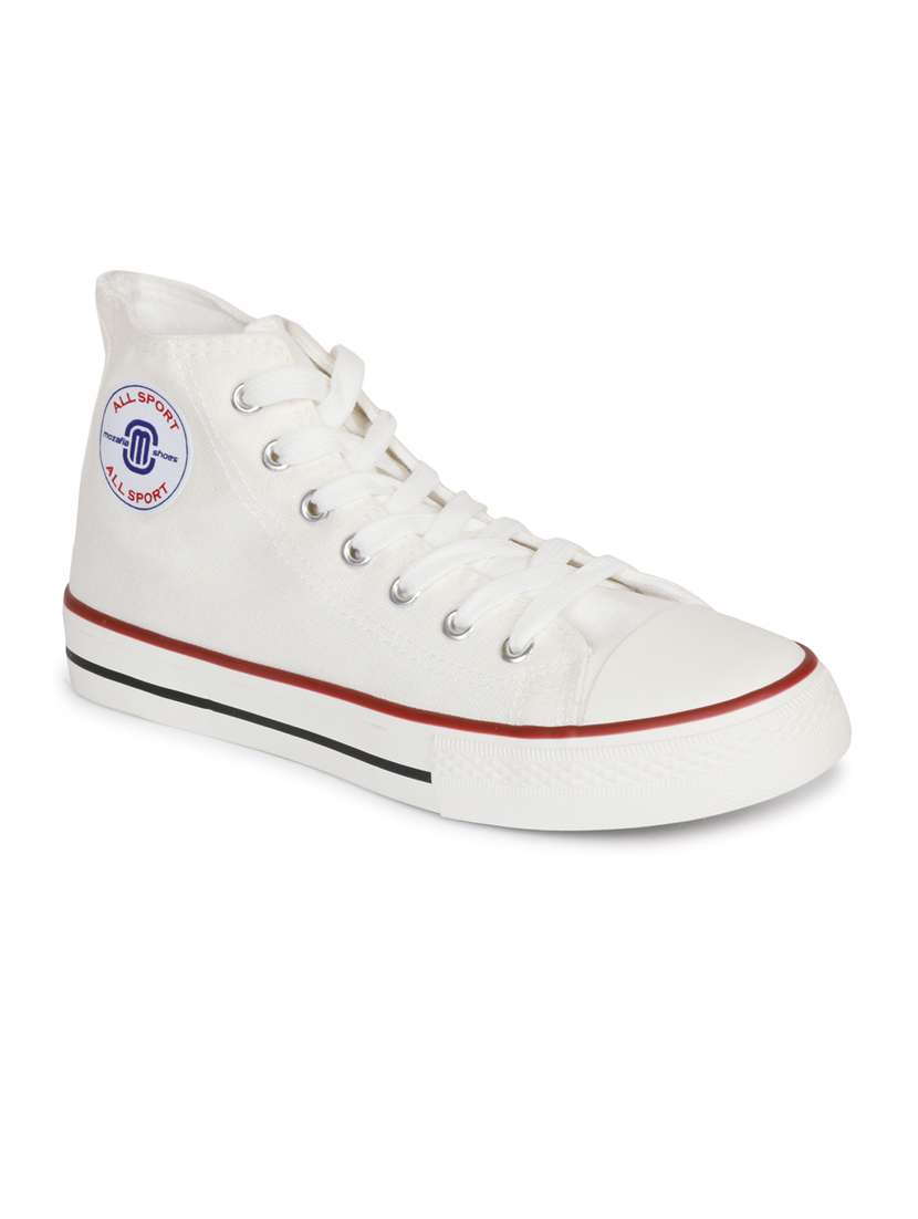 white canvas laceup sneakers