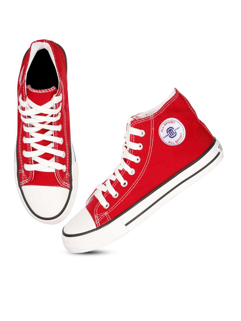 red canvas laceup sneakers - 20425652 -  Standard Image - 2