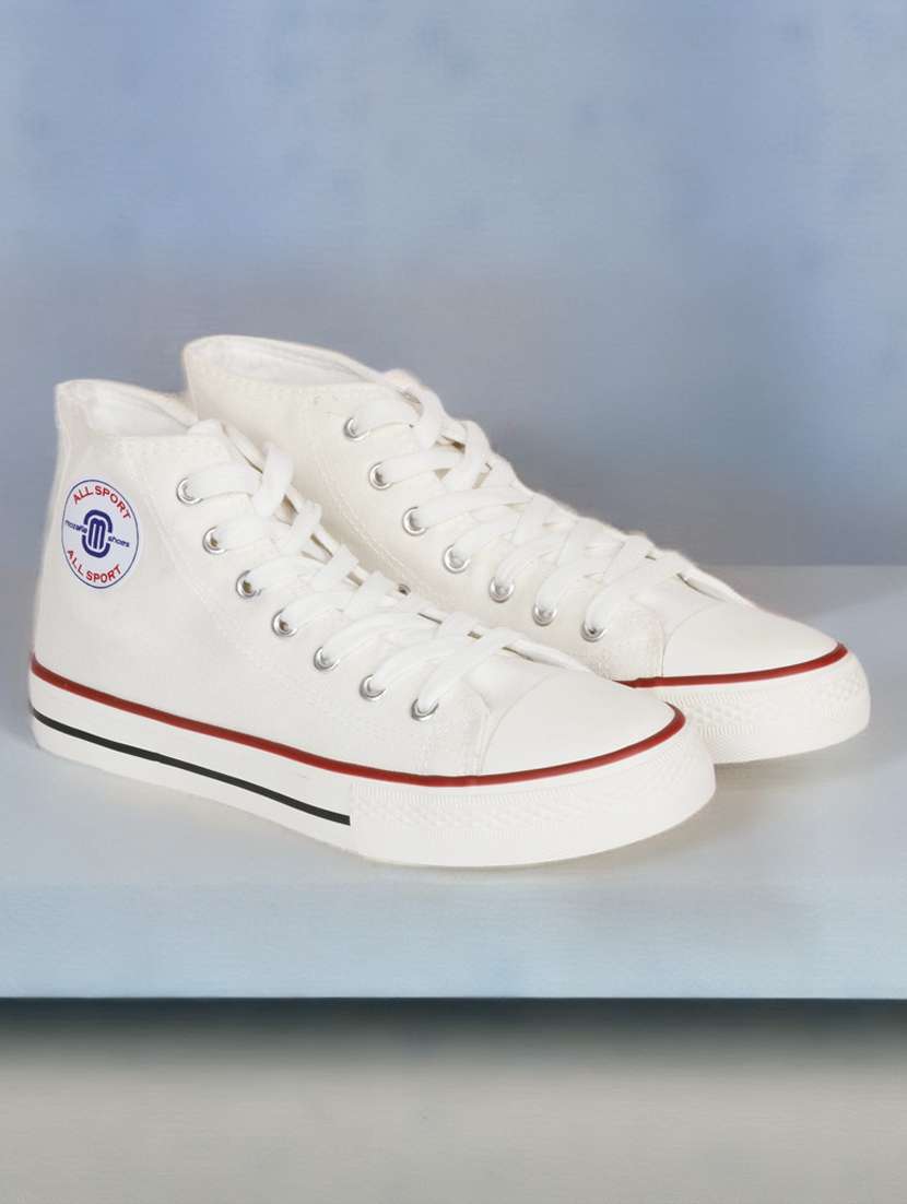 white canvas laceup sneakers