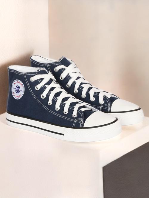 navy canvas laceup sneakers - 20425657 -  Standard Image - 0