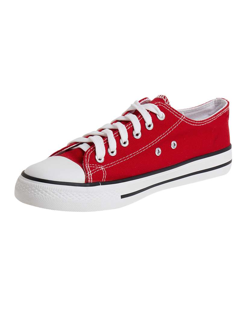 red canvas laceup sneakers - 20425662 -  Standard Image - 2