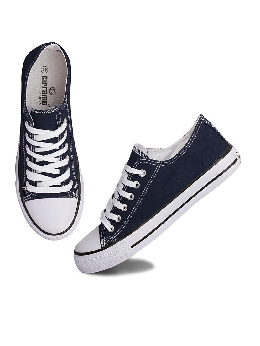 women solid navy blue lace-up sneaker - 20425671 - Standard Image - 2