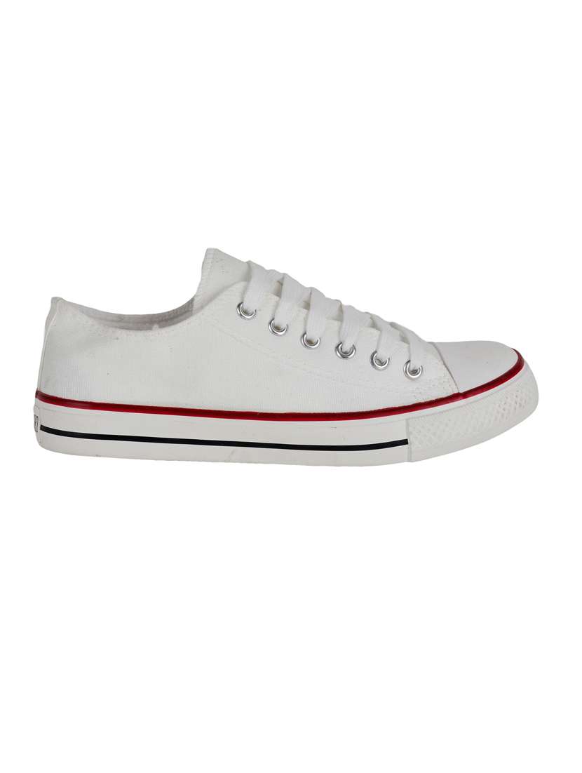 women solid white lace-up sneaker - 20425673 -  Standard Image - 2