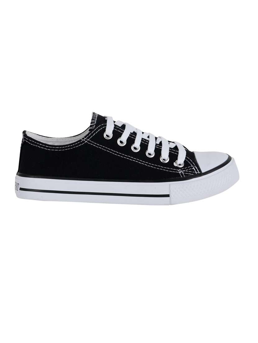 women solid black lace-up sneaker - 20425687 -  Standard Image - 2