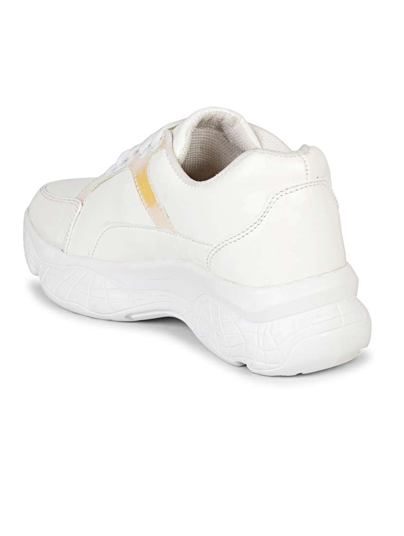 women solid white lace-up sneaker - 20425688 -  Standard Image - 2