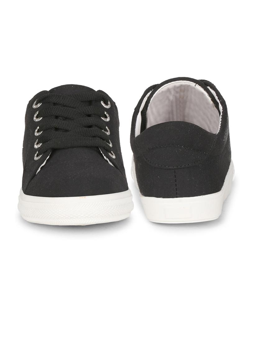women solid black lace-up sneaker - 20425695 - Standard Image - 2