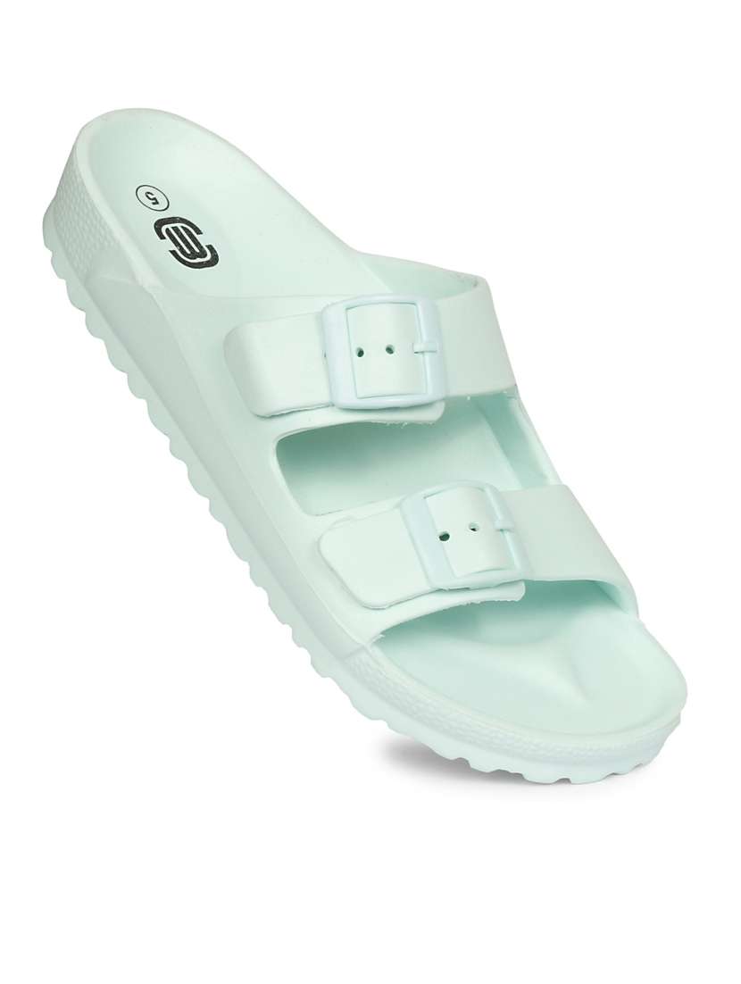 women solid turquoise flip flop - 20425733 - Standard Image - 2