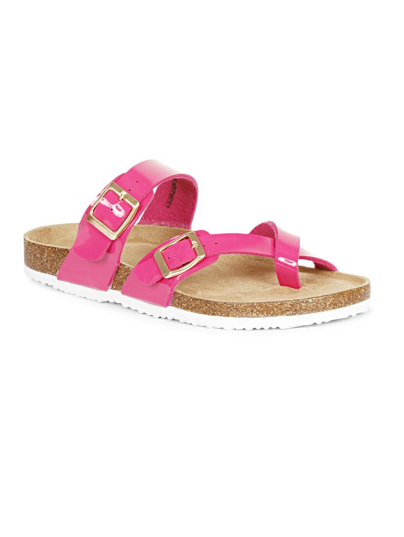 women solid pink slip on flat sandal - 20425981 - Standard Image - 2