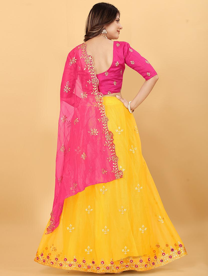women yellow semi-stitched lehenga choli - 20426586 - Standard Image - 2