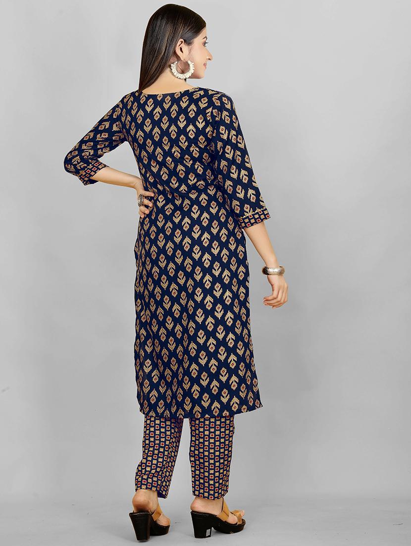 navy blue kurta pant set - 20426593 - Standard Image - 2