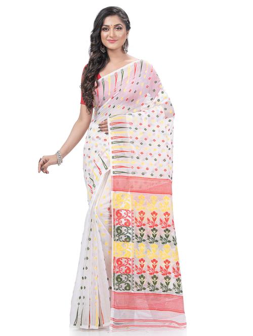 women's self design white colored saree with blouse - 20427130 - Standard Image - 0