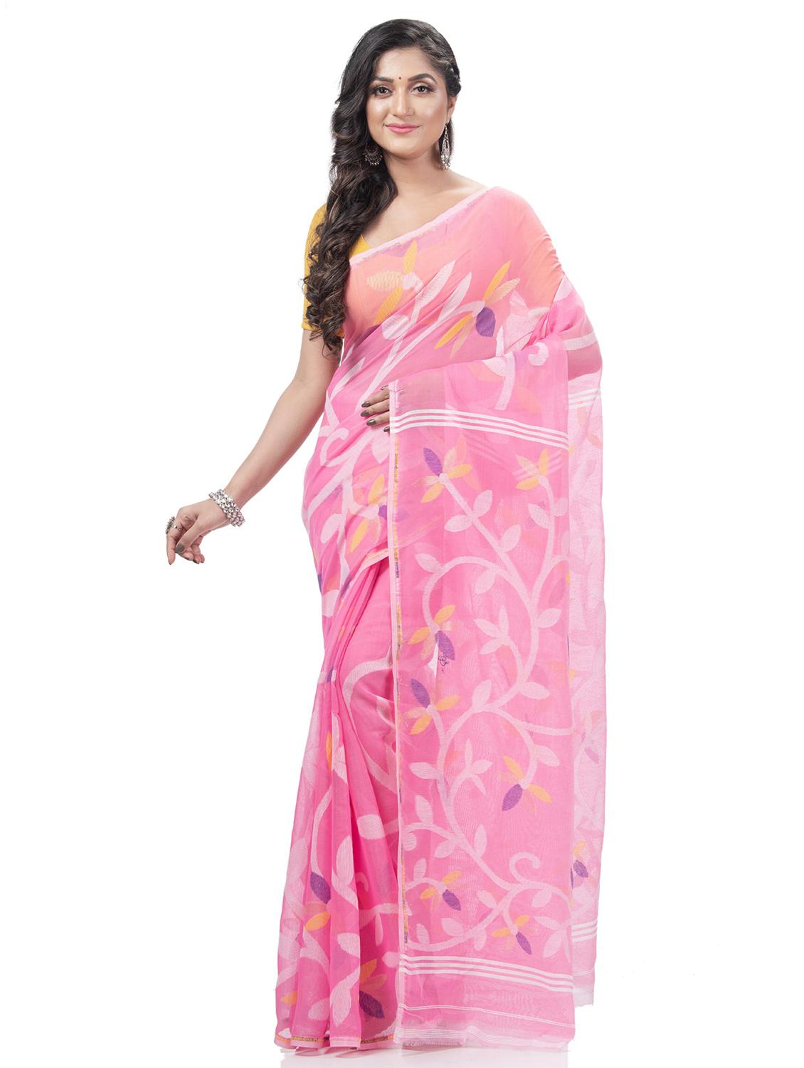 women's self design pink colored saree with blouse - 20427134 - Zoom Image - 0