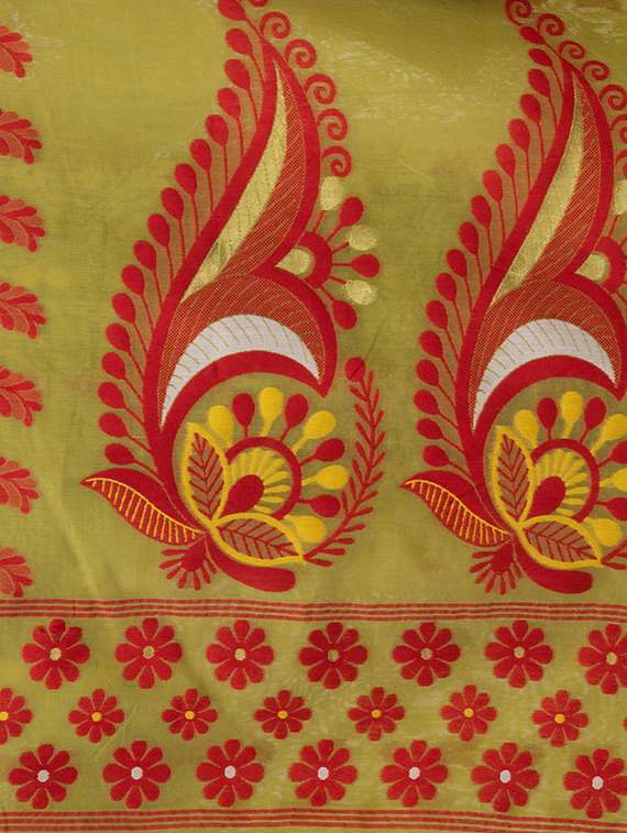 women's self design olive colored saree with blouse - 20427156 -  Standard Image - 2
