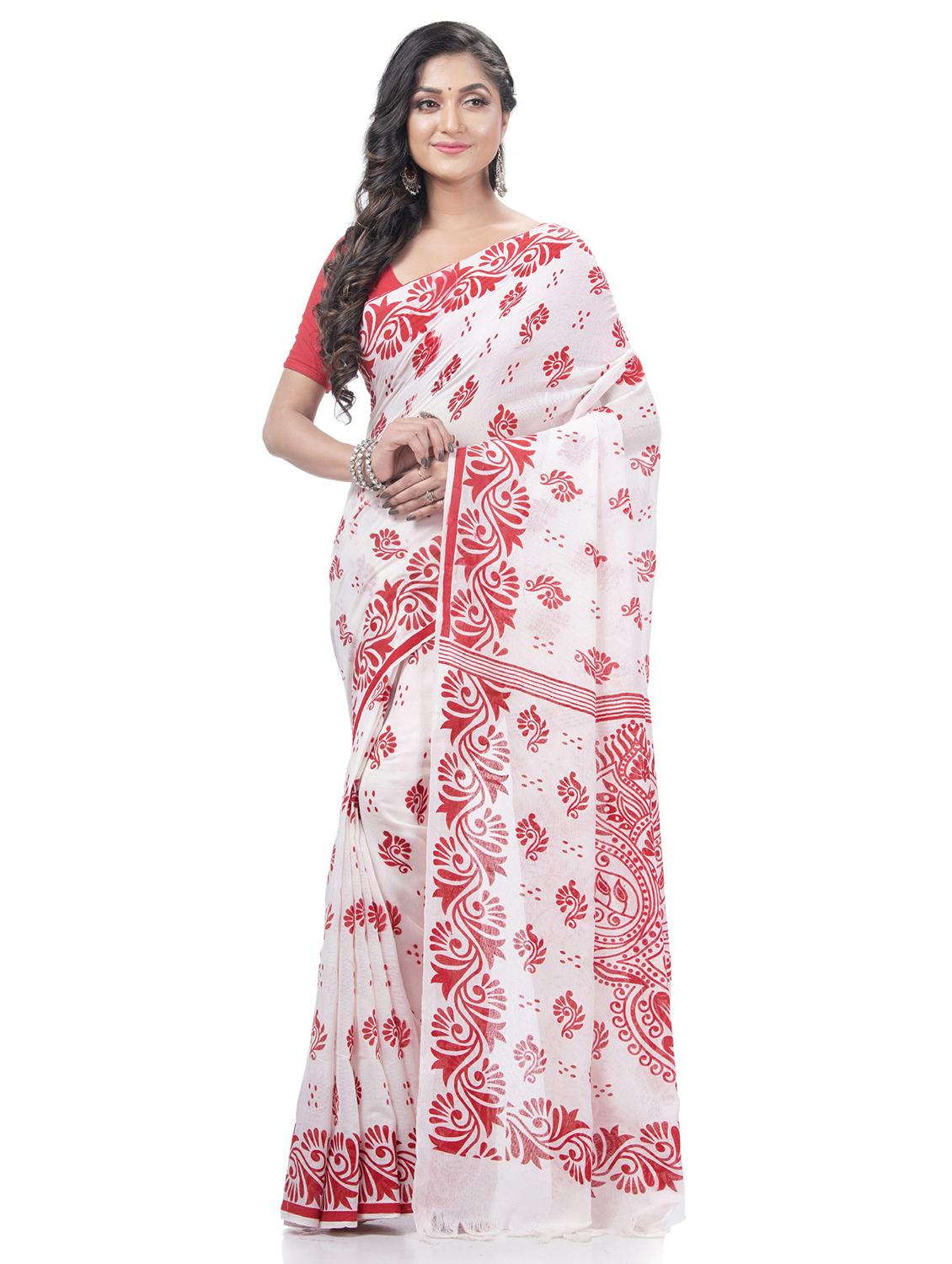 women's self design white colored saree with blouse - 20427161 - Zoom Image - 0