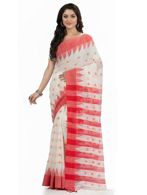 women's self design white colored saree with blouse - 20427169 -  Standard Image - 0