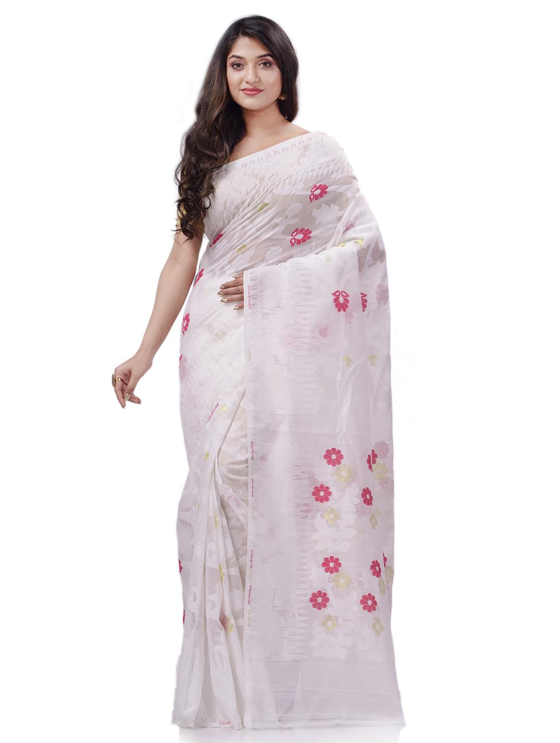 women's self design white colored saree with blouse - 20427171 - Zoom Image - 0