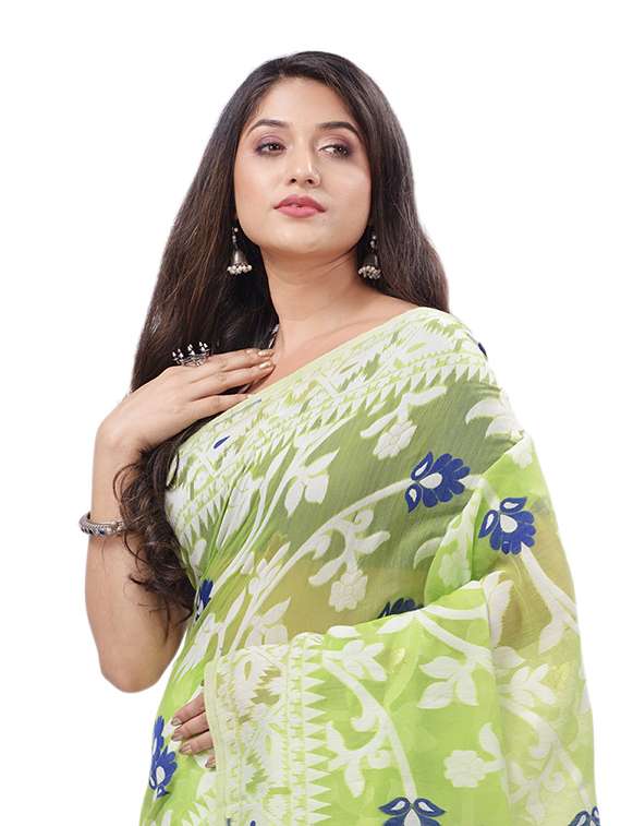 women's floral lime colored saree with blouse - 20427174 - Standard Image - 2